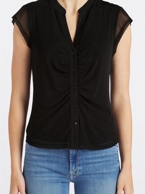 Les Serein Ruched Front Cap Sleeve Top. NWT